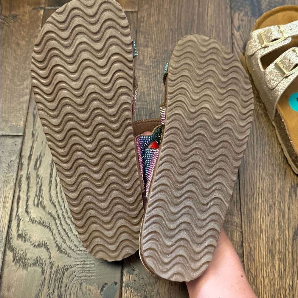 Steve Madden Colorful Rhinestone Buckle Sandals - Picture 2 of 2